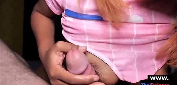  Pretty amateur Thai chick gets her pussy creampied